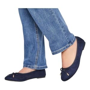 Long Tall Sally Shoes Women Size 11 Blue Ballet Suedette Flats